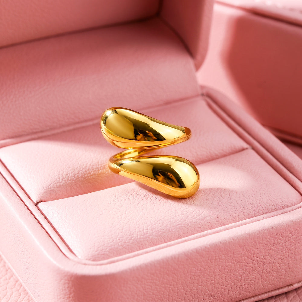Double Teardrop Bypass Ring | Gold | Luxe2069