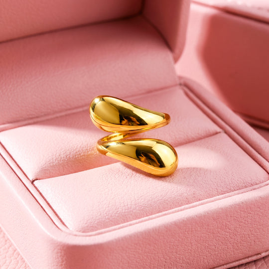 Double Teardrop Bypass Ring | Gold | Luxe2069