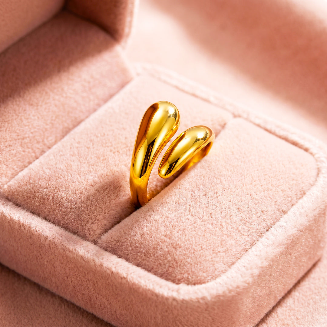Double Teardrop Bypass Ring | Gold | Luxe2069