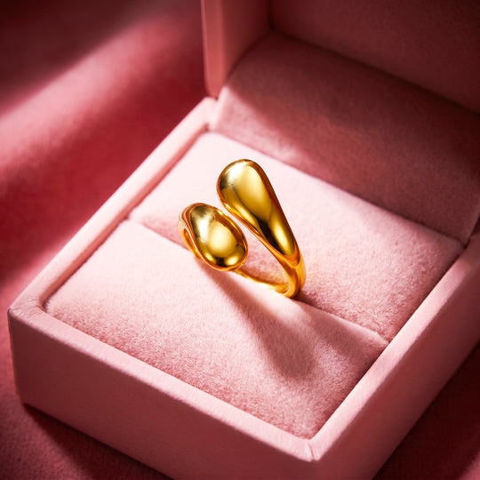 Double Teardrop Bypass Ring | Gold | Luxe2069