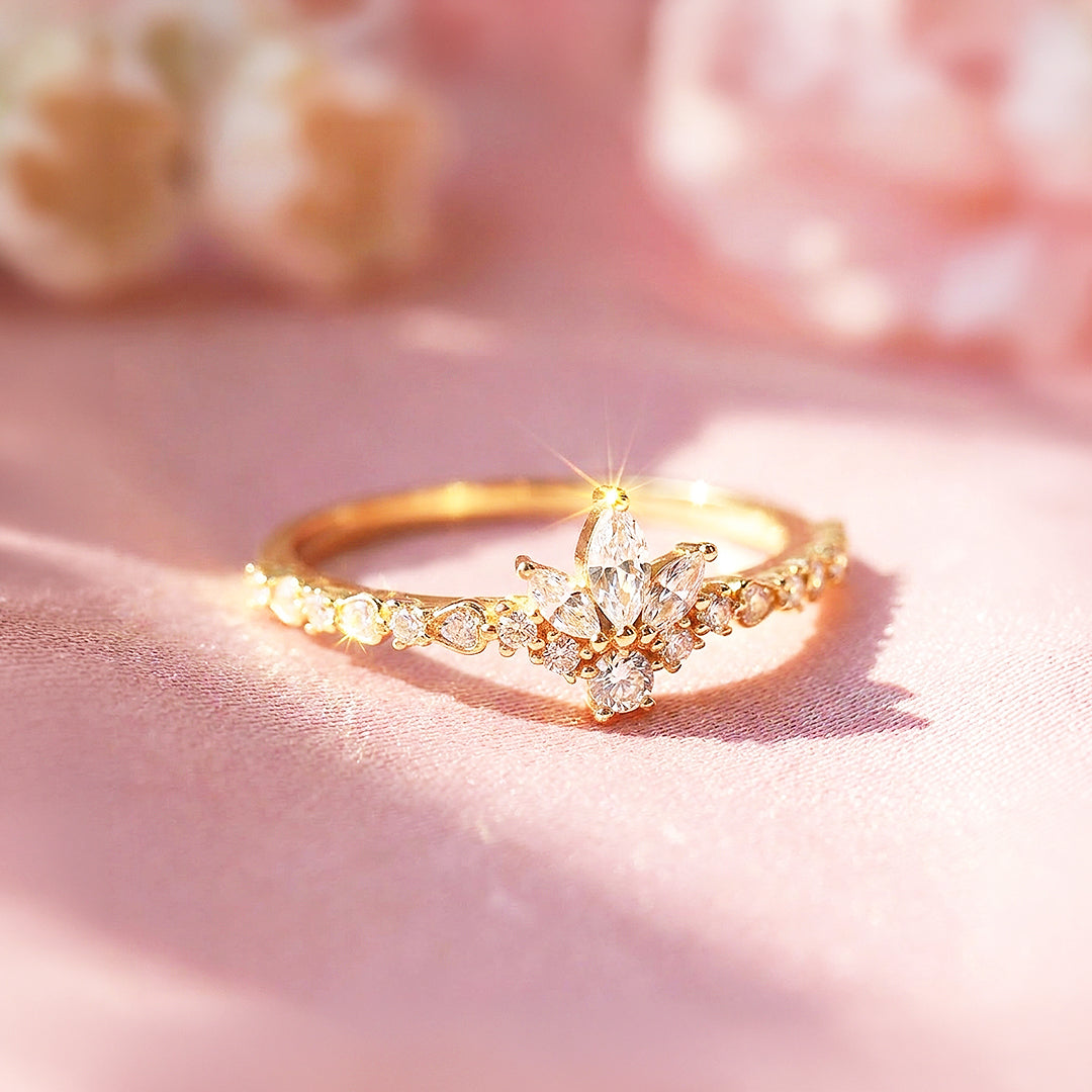 Marquise Floral Cluster Ring | Gold | Luxe2072