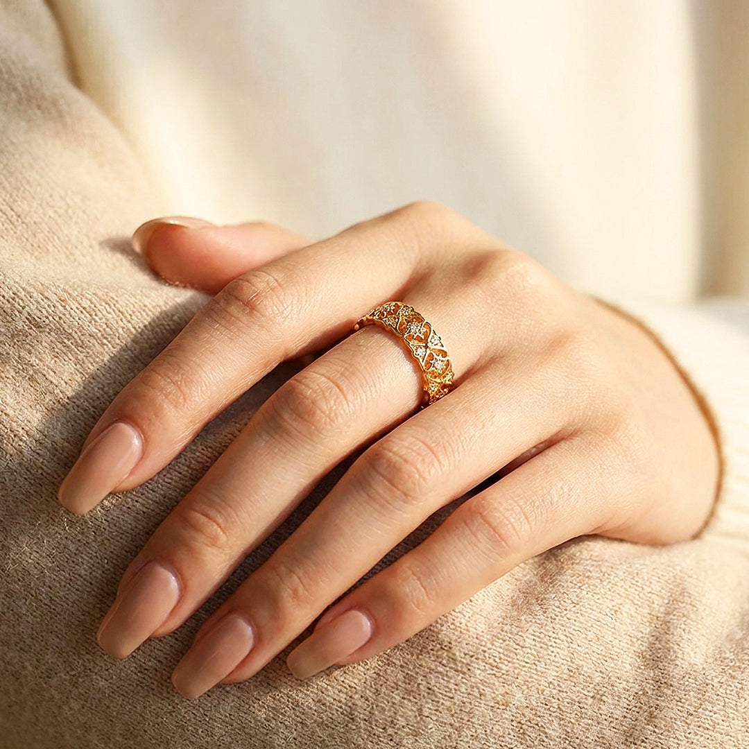Vintage Filigree Star Band Ring | Luxe2073