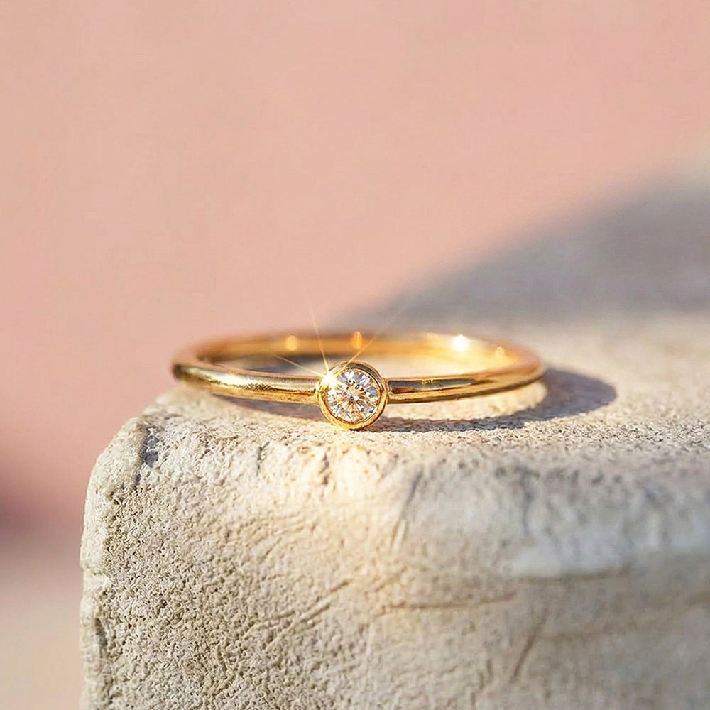 Round Bezel Solitaire Ring | Luxe2074