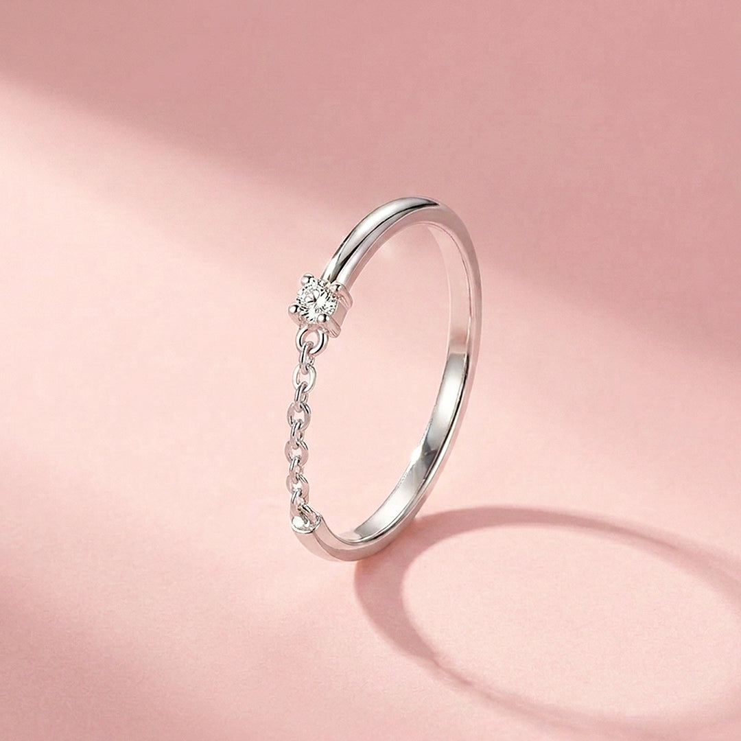 Chain Detail Solitaire Ring | Gold &amp; Silver | Luxe2078