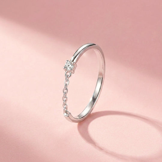 Chain Detail Solitaire Ring | Gold &amp; Silver | Luxe2078