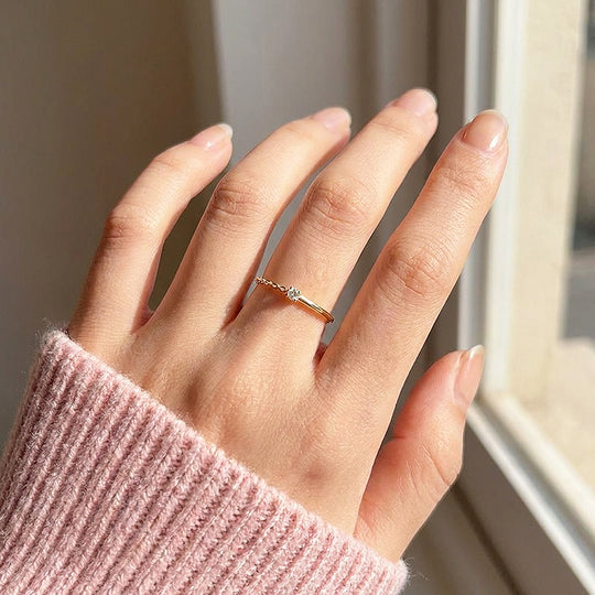 Chain Detail Solitaire Ring | Gold &amp; Silver | Luxe2078