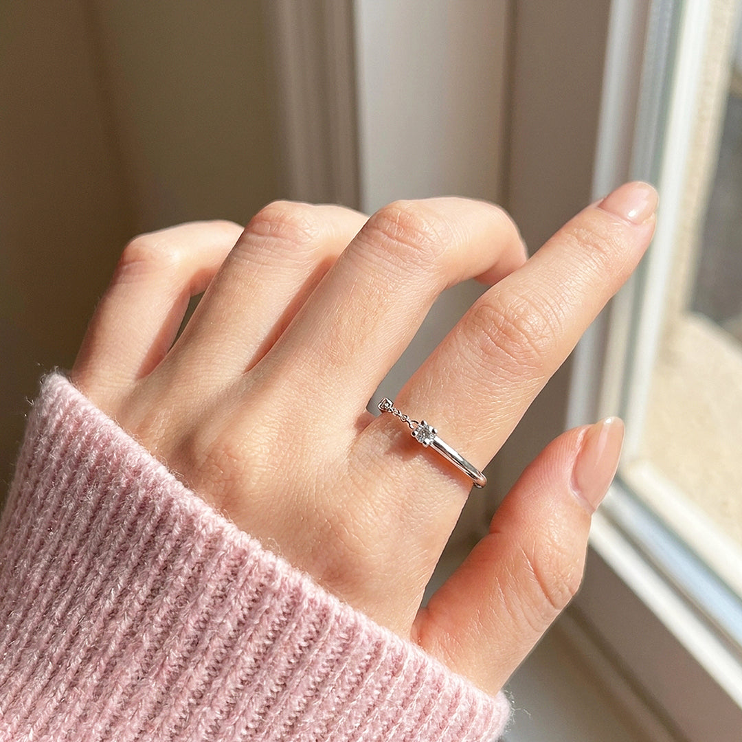 Chain Detail Solitaire Ring | Gold &amp; Silver | Luxe2078