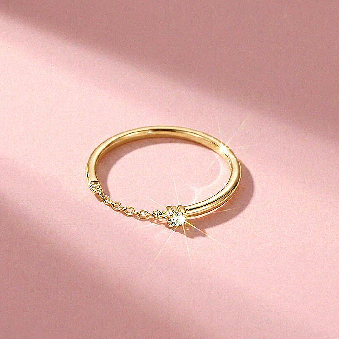 Chain Detail Solitaire Ring | Gold &amp; Silver | Luxe2078