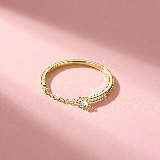 Chain Detail Solitaire Ring | Gold &amp; Silver | Luxe2078