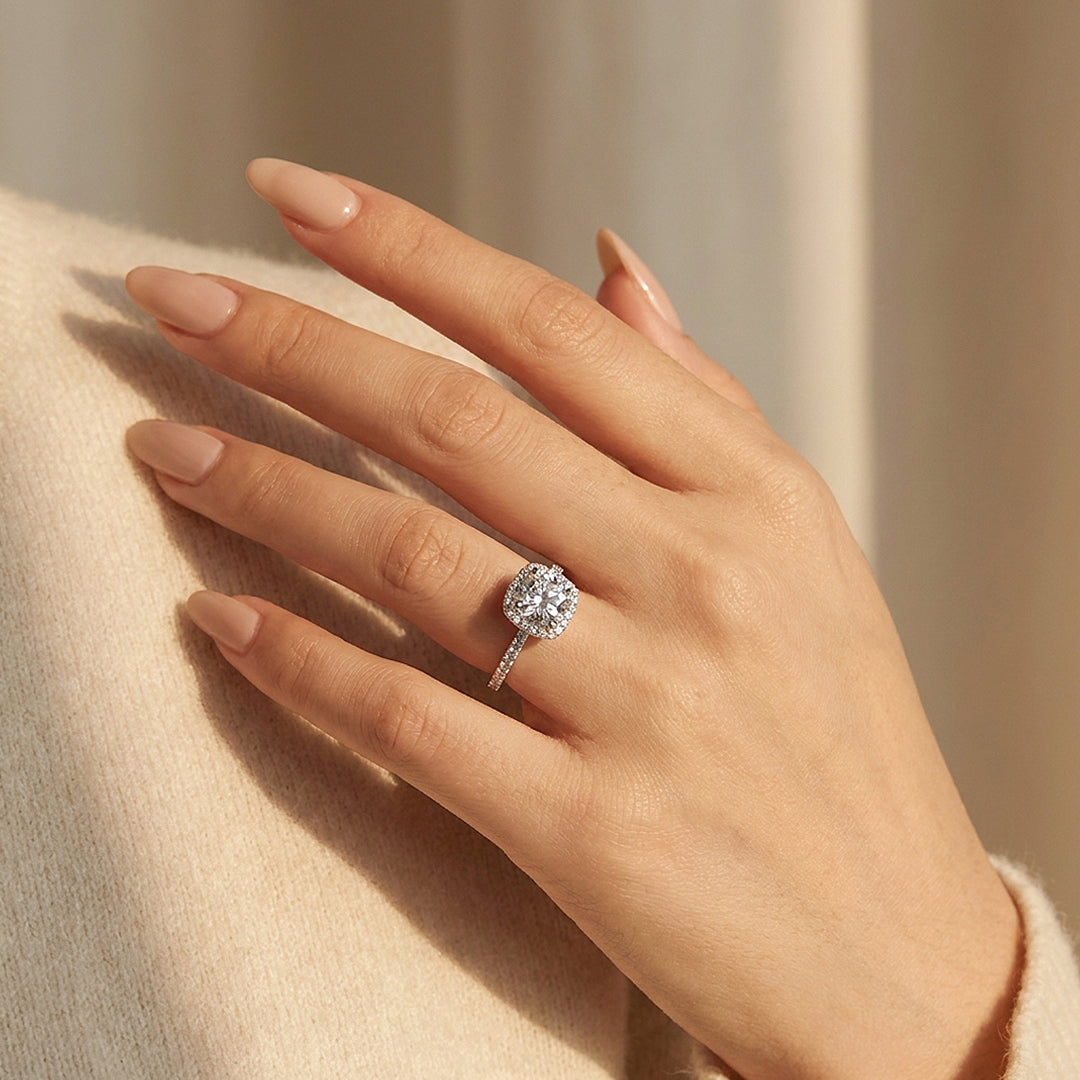 Round Cushion Halo Engagement Ring | Luxe2081