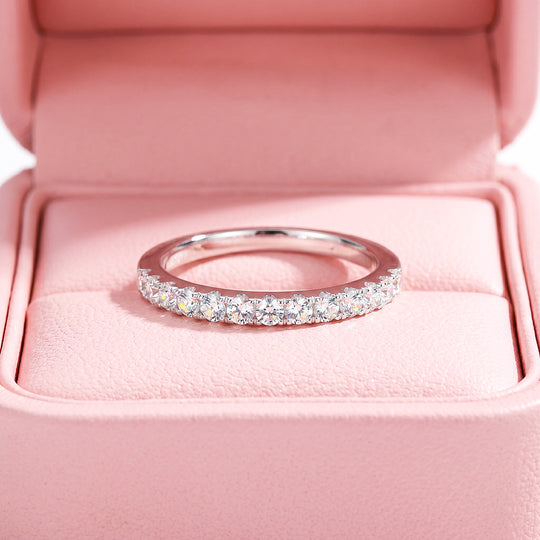 Half Eternity Pavé Diamond Simulant Band Ring | Luxe2086