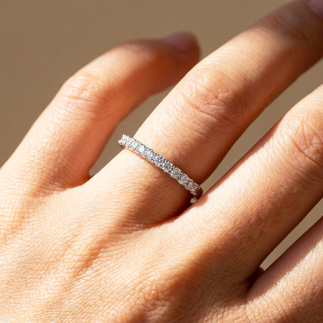 Half Eternity Pavé Diamond Simulant Band Ring | Luxe2086