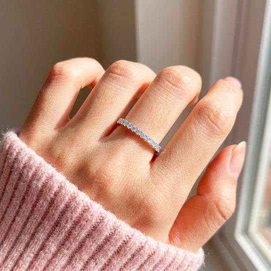 Half Eternity Pavé Diamond Simulant Band Ring | Luxe2086
