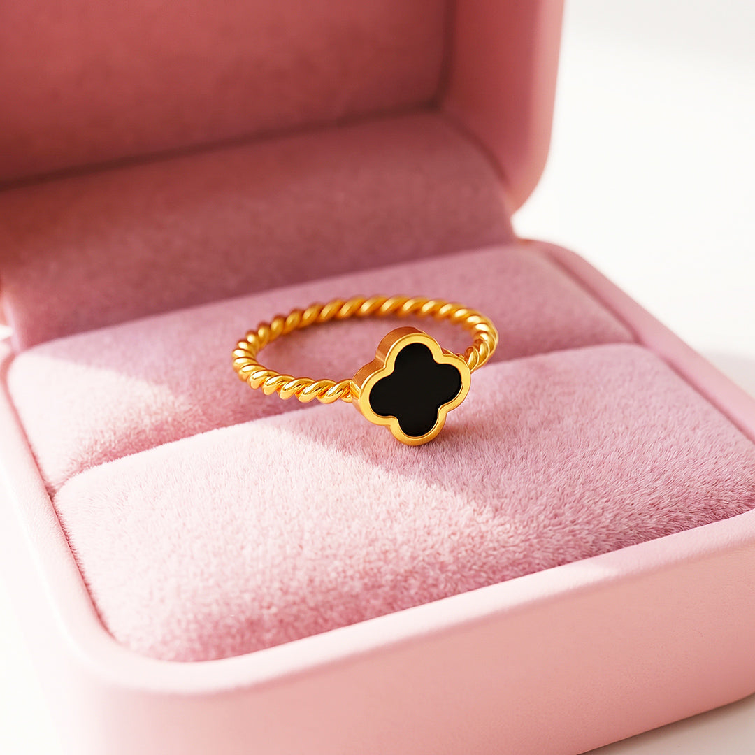 Black Clover &amp; Twisted Rope Band Ring | Luxe2094