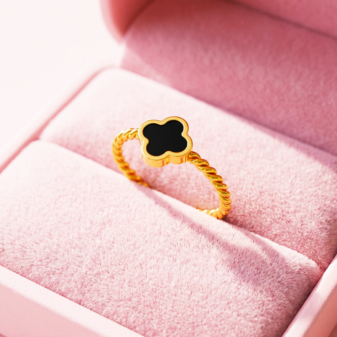 Black Clover &amp; Twisted Rope Band Ring | Luxe2094