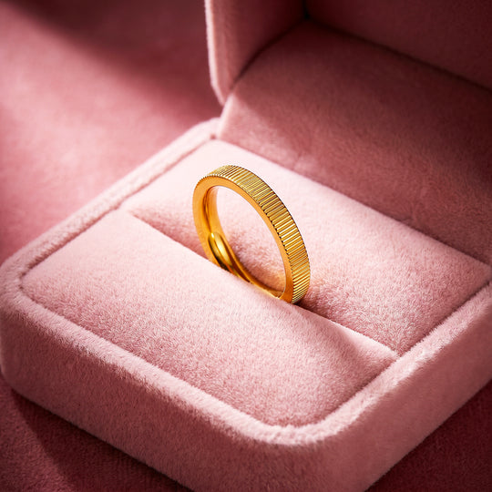 Vertical Groove Textured Band Ring | Luxe2095