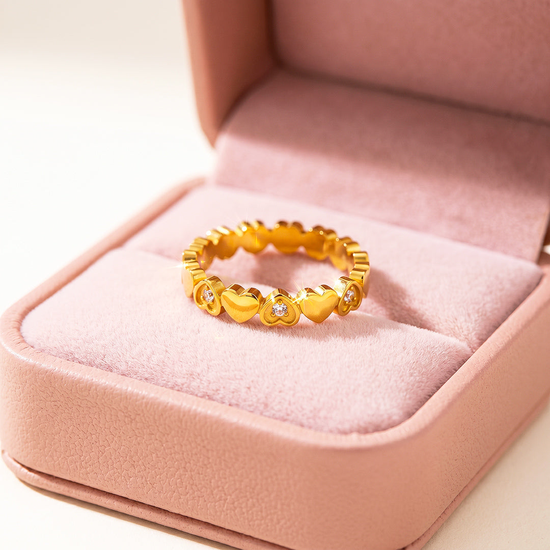 Heart &amp; Diamond Simulant Eternity Band Ring | Luxe2096