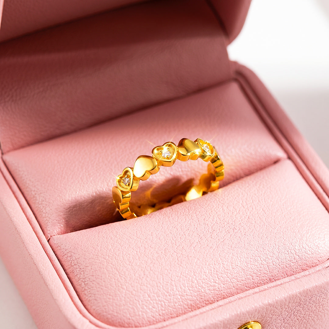 Heart &amp; Diamond Simulant Eternity Band Ring | Luxe2096