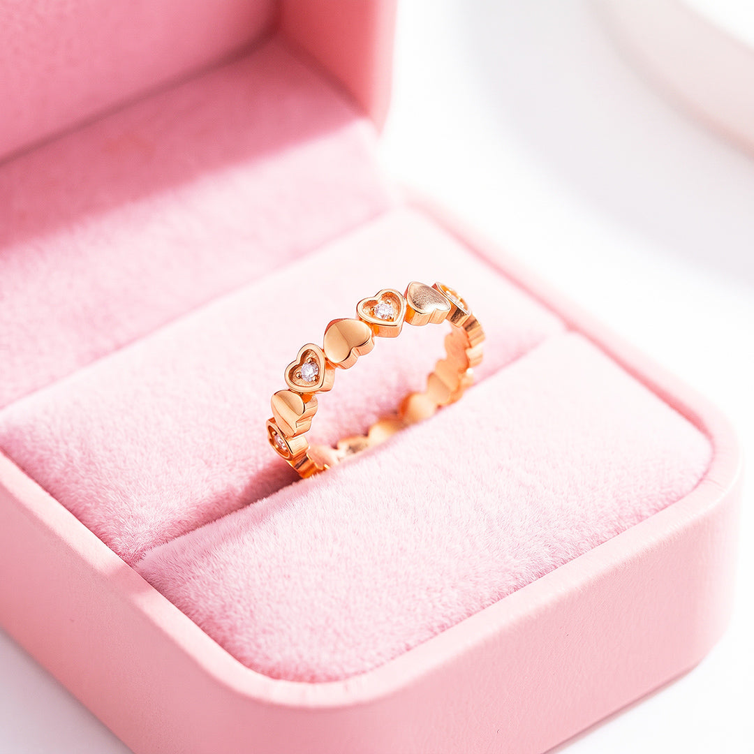 Heart &amp; Diamond Simulant Eternity Band Ring | Luxe2096