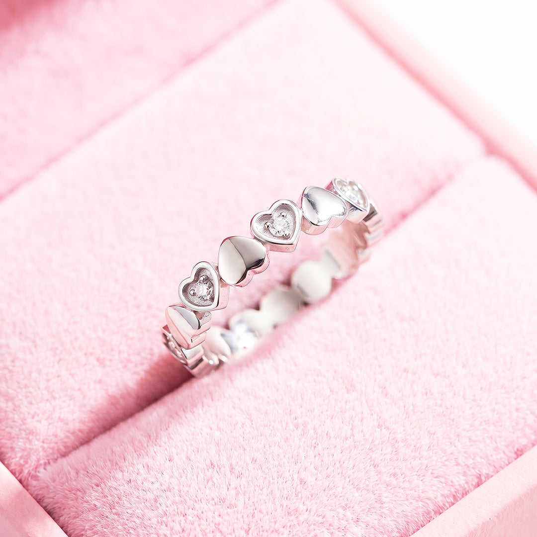 Heart &amp; Diamond Simulant Eternity Band Ring | Luxe2096
