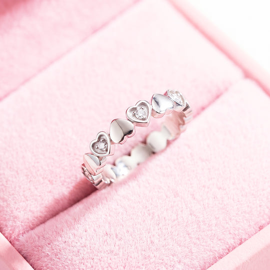 Heart &amp; Diamond Simulant Eternity Band Ring | Luxe2096