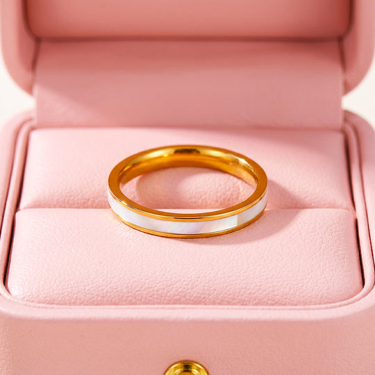 White Sea Shell Band Ring | Luxe2902