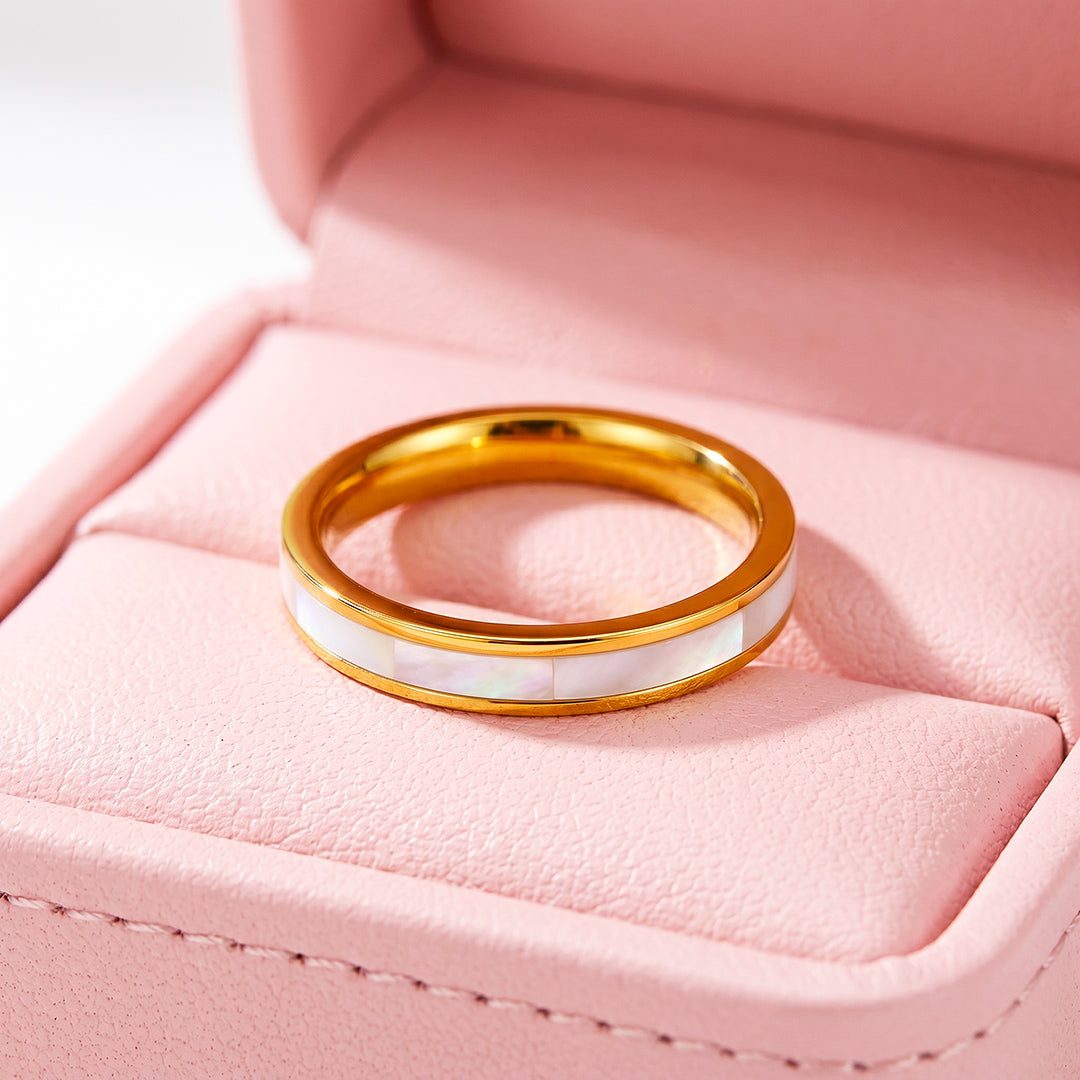 White Sea Shell Band Ring | Luxe2902