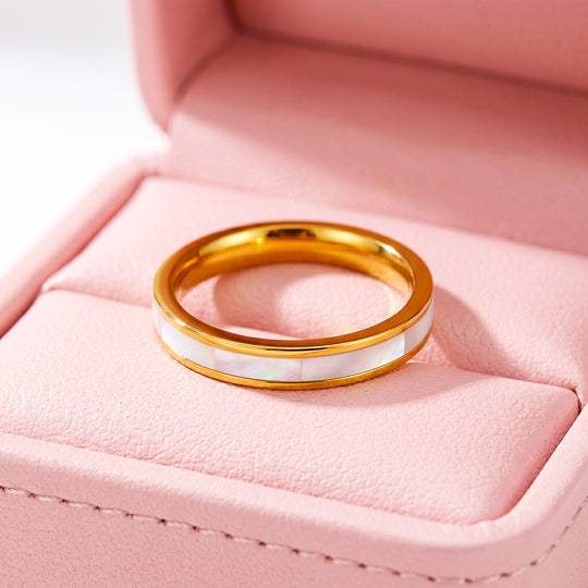 White Sea Shell Band Ring | Luxe2902
