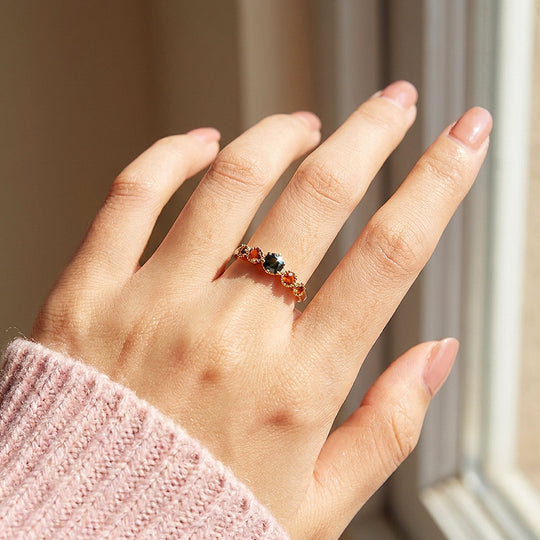 Aurelia Curved Opal Cluster Adjustable Ring | Luxe2108