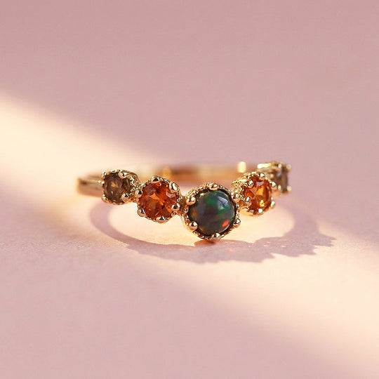 Aurelia Curved Opal Cluster Adjustable Ring | Luxe2108