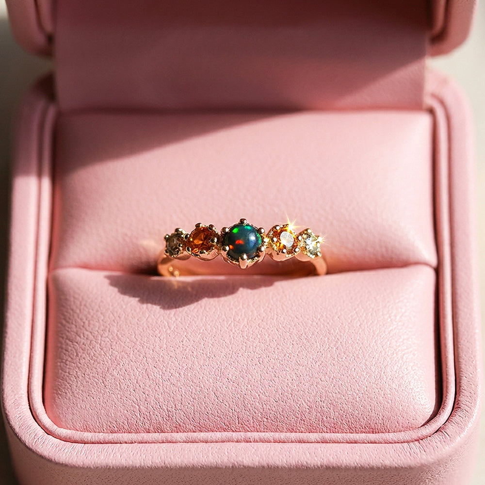 Aurelia Curved Opal Cluster Adjustable Ring | Luxe2108