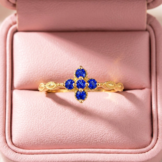 Sapphire-Blue Floral Cluster Marquise Band | Women&