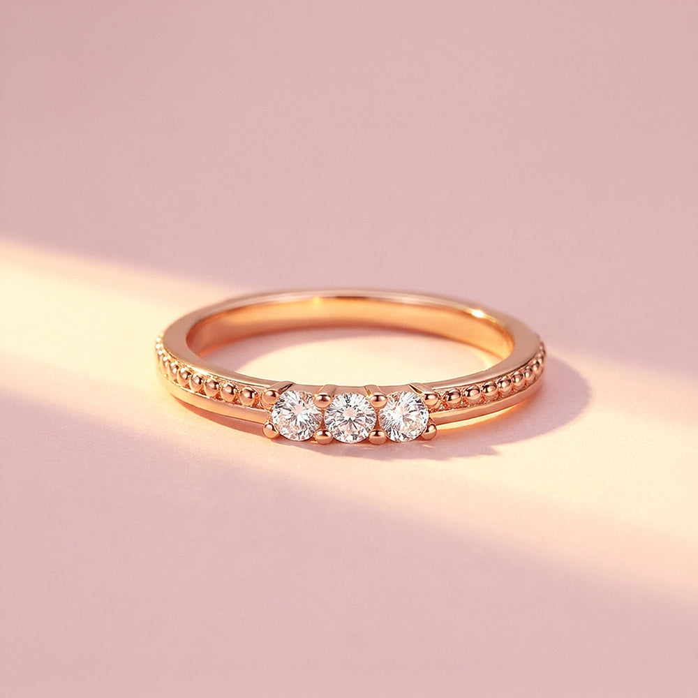 Three-Stone Round Pavé Accent Band | Women's Ring | Luxe2132