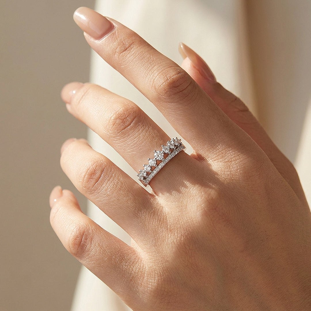 Tiara Crown Pavé Stacking Band | Women&