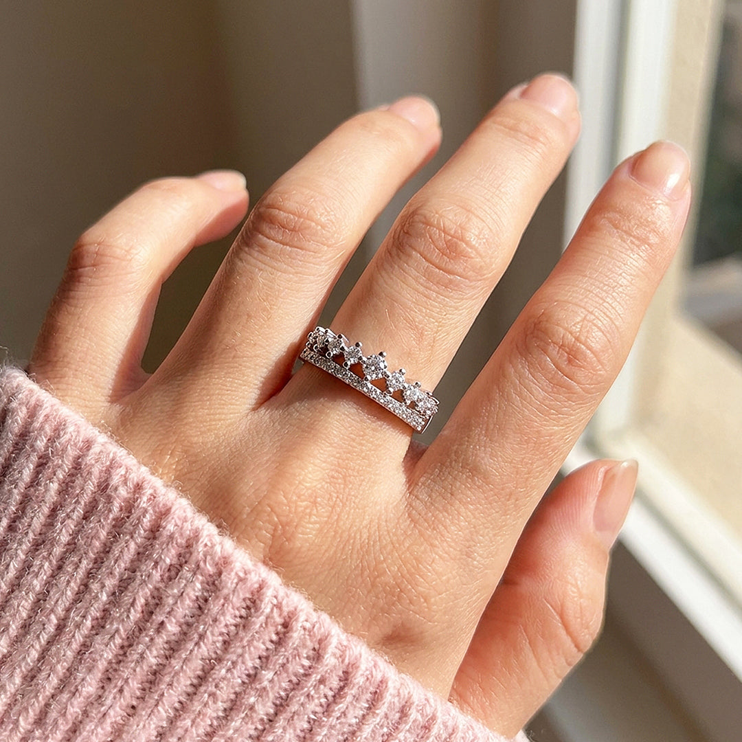 Tiara Crown Pavé Stacking Band | Women&