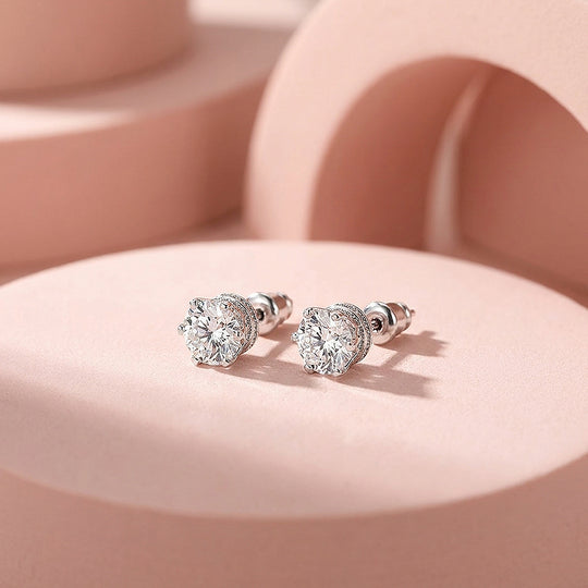 Crown-Set Solitaire Stud Earrings | Luxe2786