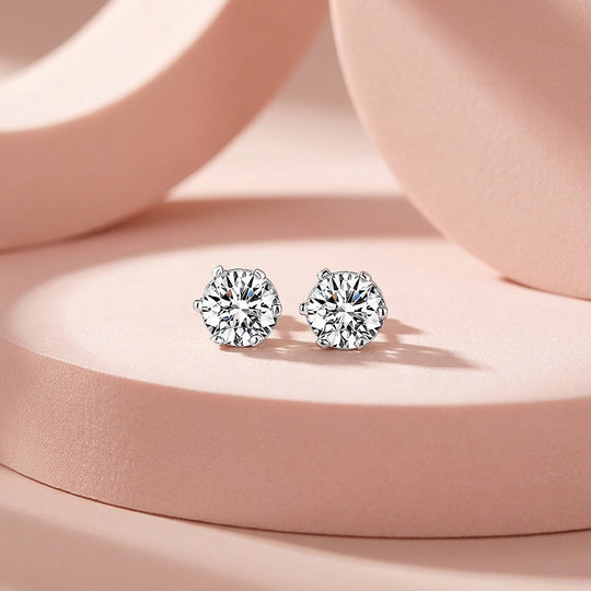 Crown-Set Solitaire Stud Earrings | Luxe2786
