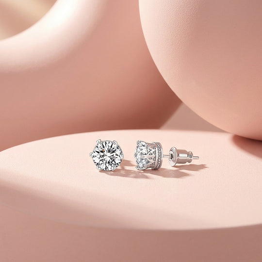 Crown-Set Solitaire Stud Earrings | Luxe2786