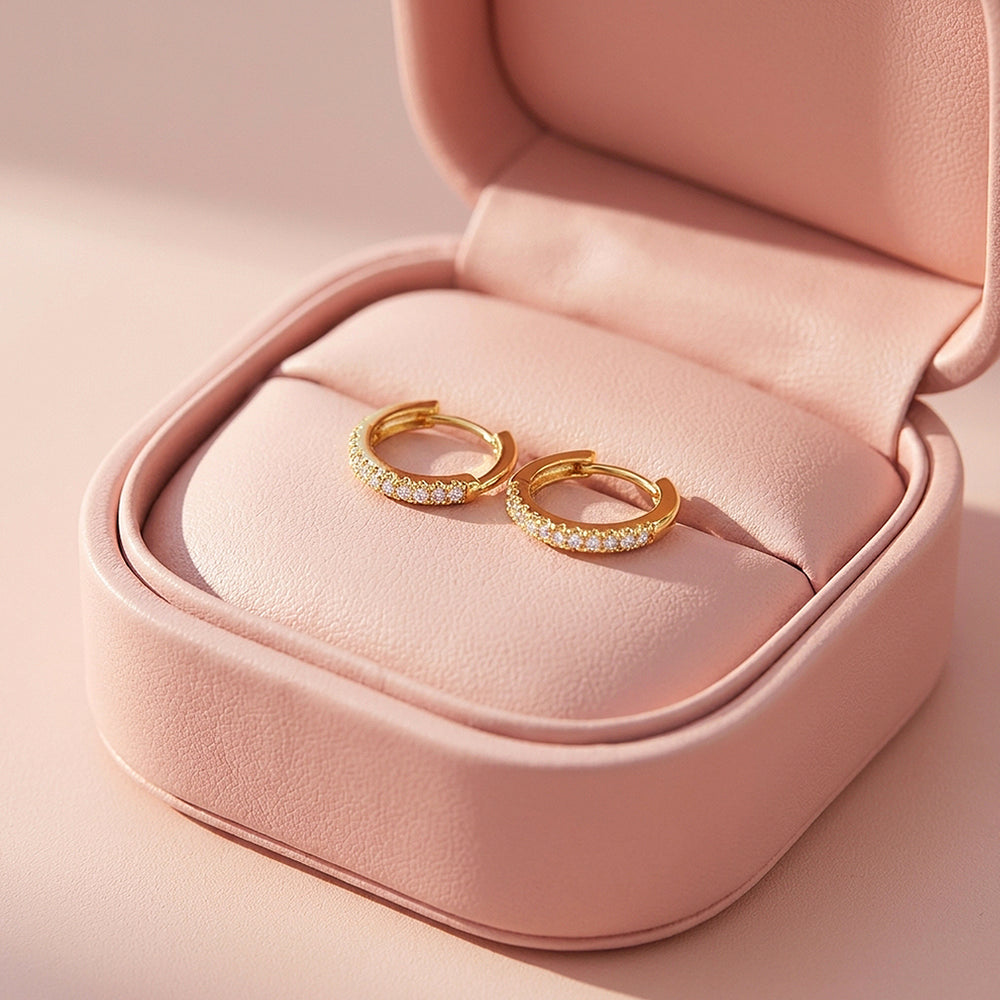 Pavé Huggie Hoop Earrings | Luxe2800