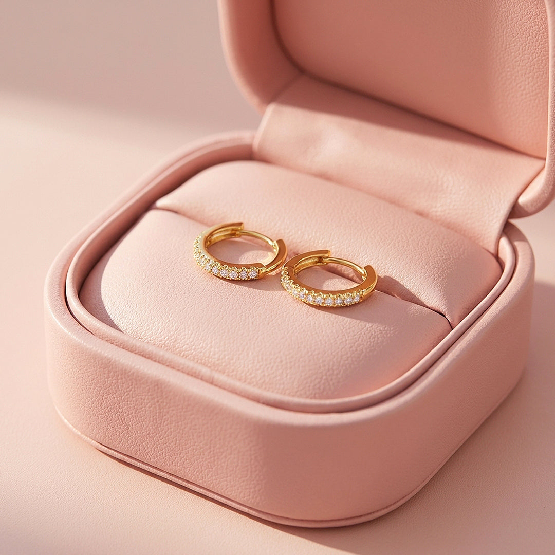 Pavé Huggie Hoop Earrings | Luxe2800