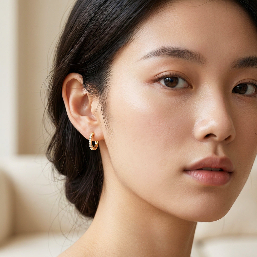 Pavé Huggie Hoop Earrings | Luxe2800