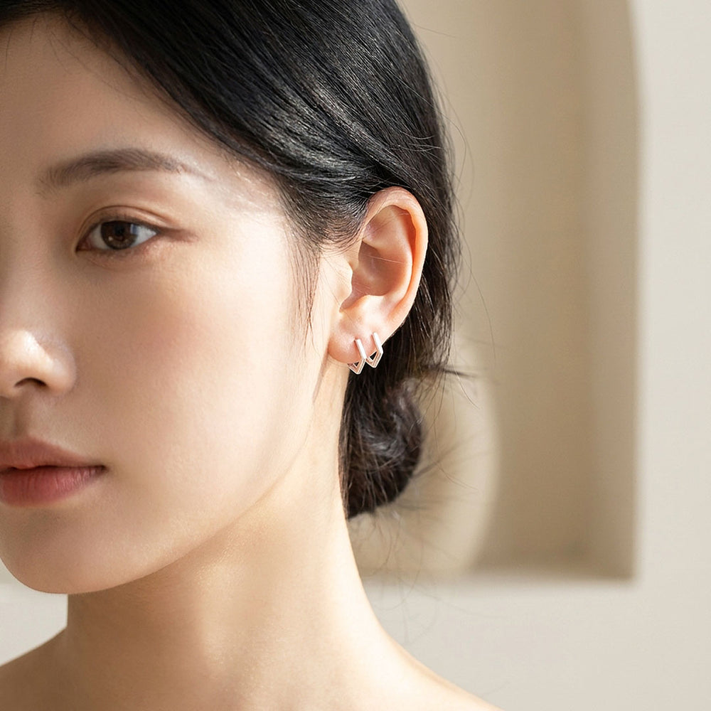 Pentagon Geometric Huggie Earrings | Luxe2903