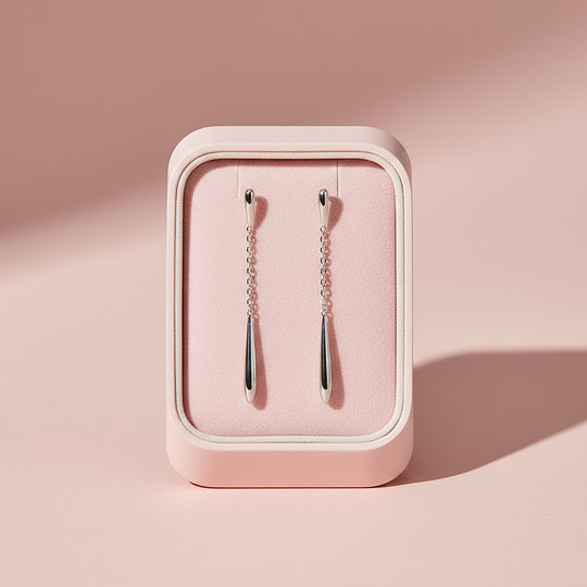Silver Cascade Elongated Teardrop Earrings | White Gold | Luxe2968 - Luxe Earrings | Singapore Jewellery, Wedding Rings &amp; Gifts | Same Day Delivery | Tiara.com.sg