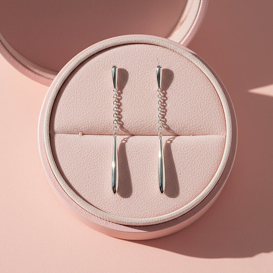 Silver Cascade Elongated Teardrop Earrings | White Gold | Luxe2968 - Luxe Earrings | Singapore Jewellery, Wedding Rings &amp; Gifts | Same Day Delivery | Tiara.com.sg