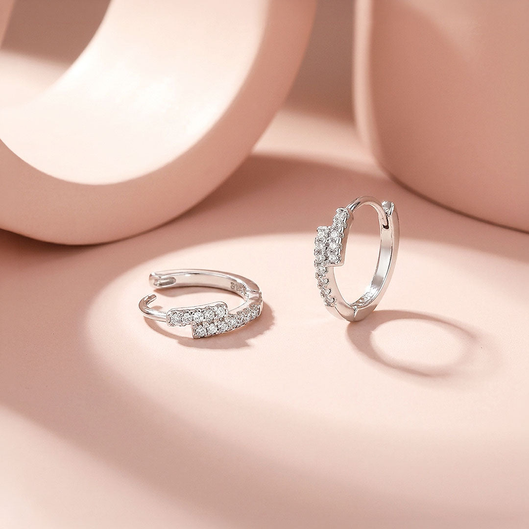 Double-Row Pavé Crossover Huggie Earrings | Luxe2973