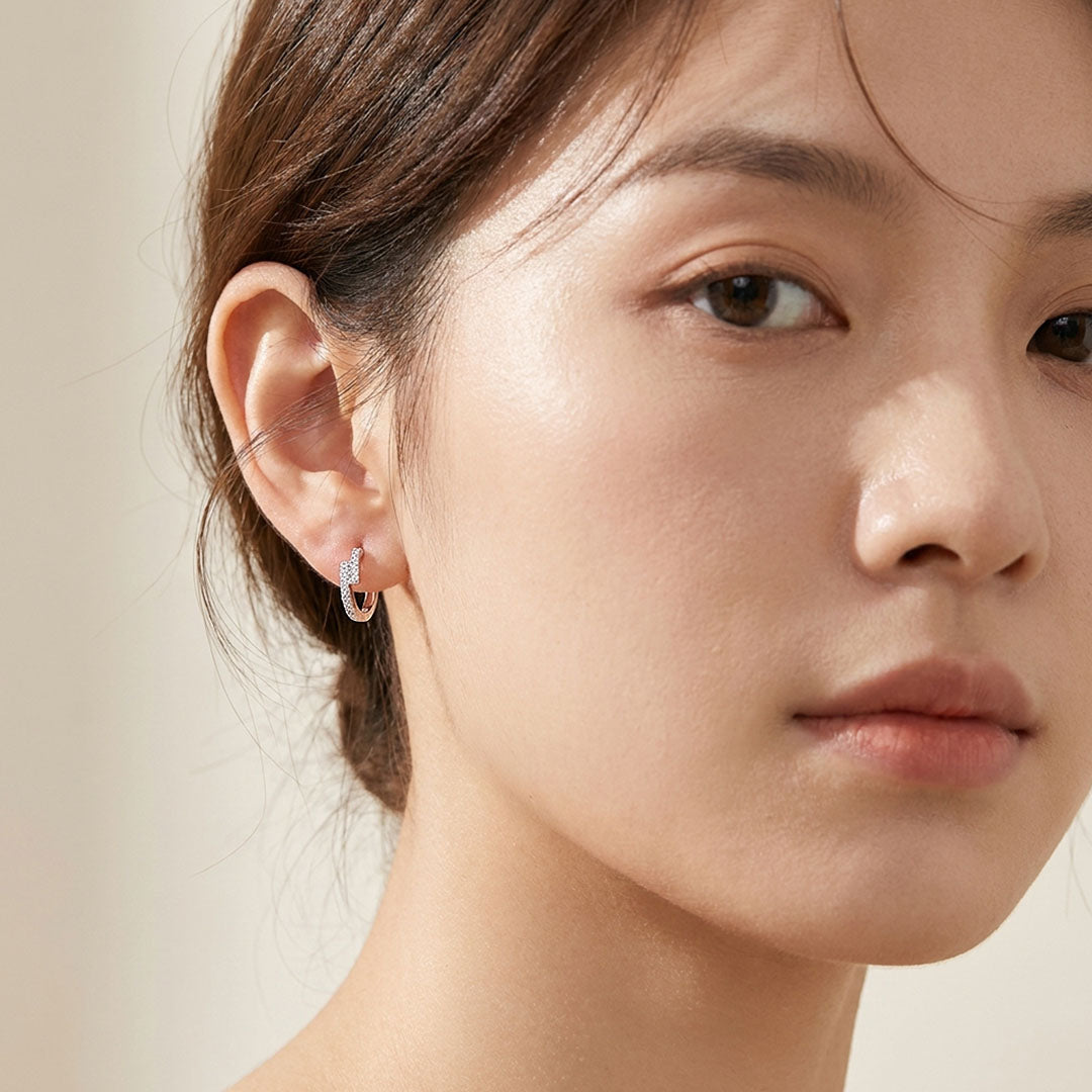 Double-Row Pavé Crossover Huggie Earrings | Luxe2973