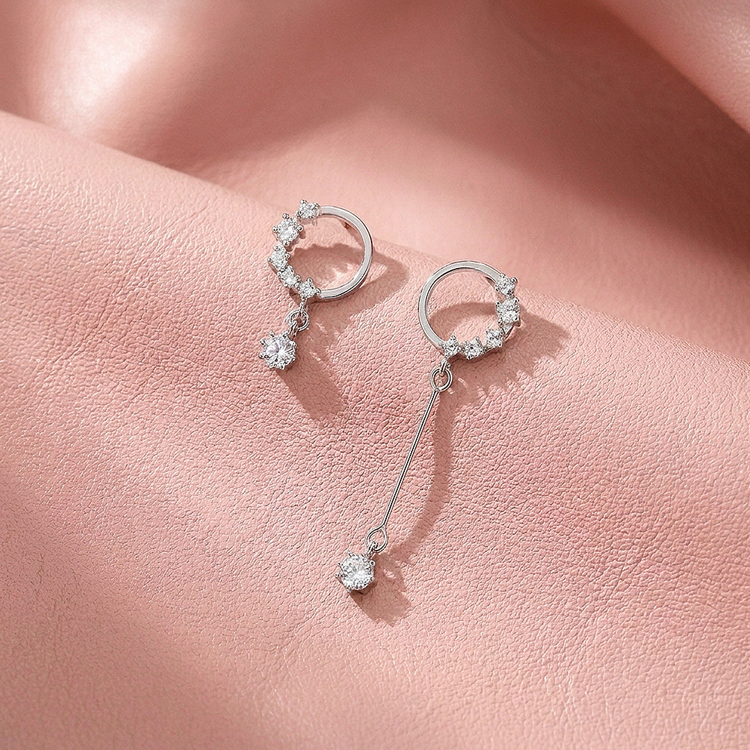 Pavé Hoop &amp; Solitaire Bar Drop Earrings | Luxe2989
