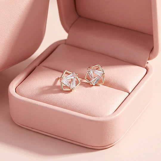 Geometric Baguette Prism Stud Earrings | Luxe3508