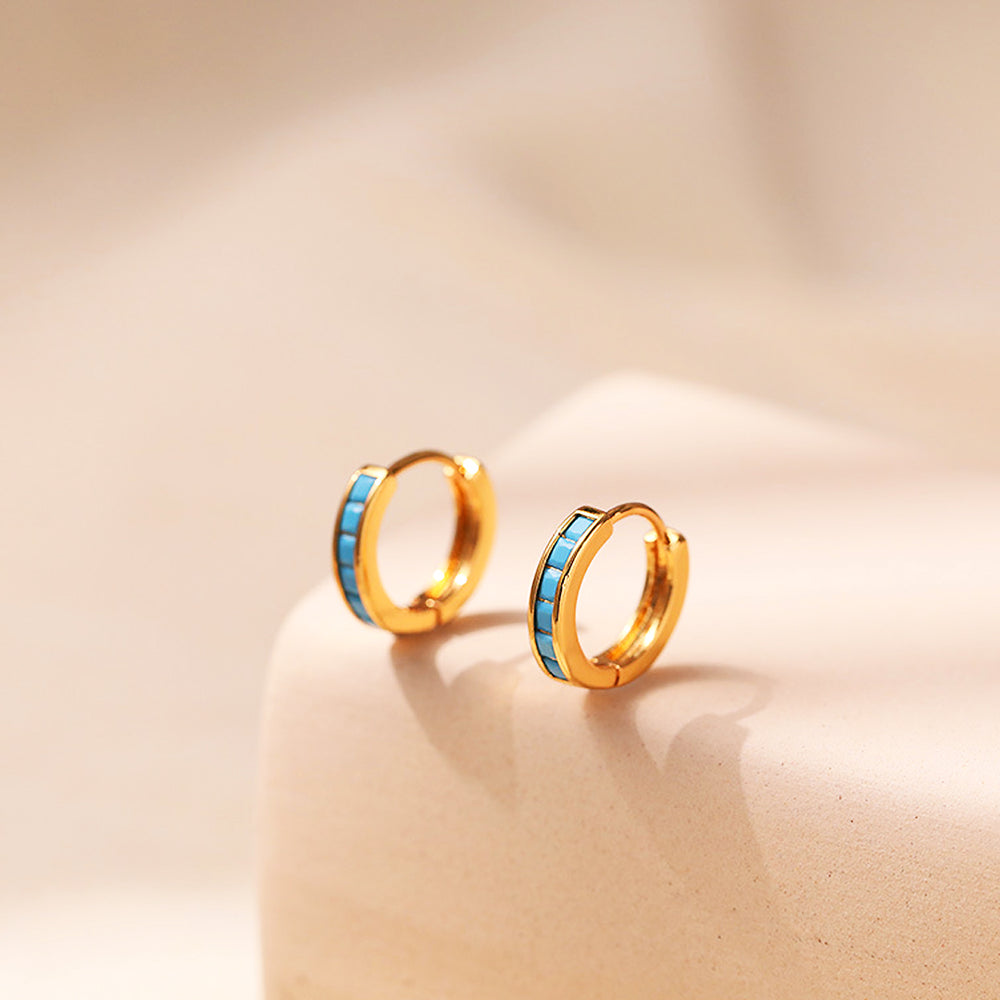 Baguette Channel Set Huggie Earrings | Gold | Luxe3568 - Luxe Earrings | Singapore Jewellery, Wedding Rings & Gifts | Same Day Delivery | Tiara.com.sg
