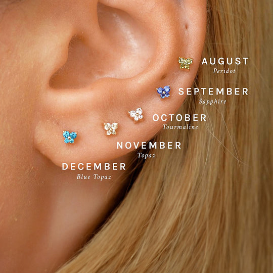 Luxe3574 - Butterfly Birthstone Ear Studs